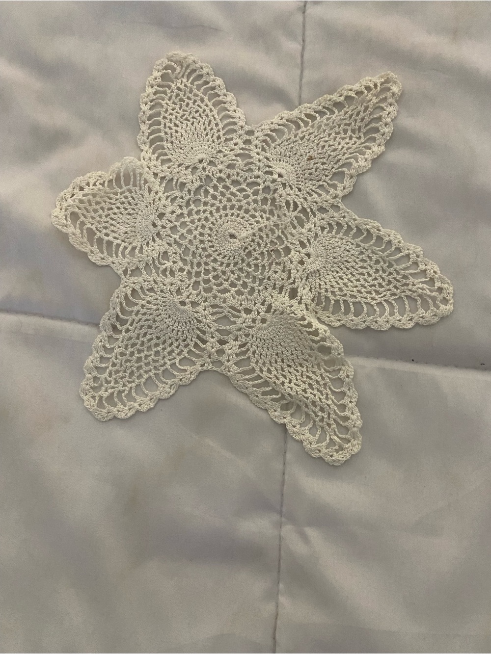 Handmade Crochet Star Doily in Cream